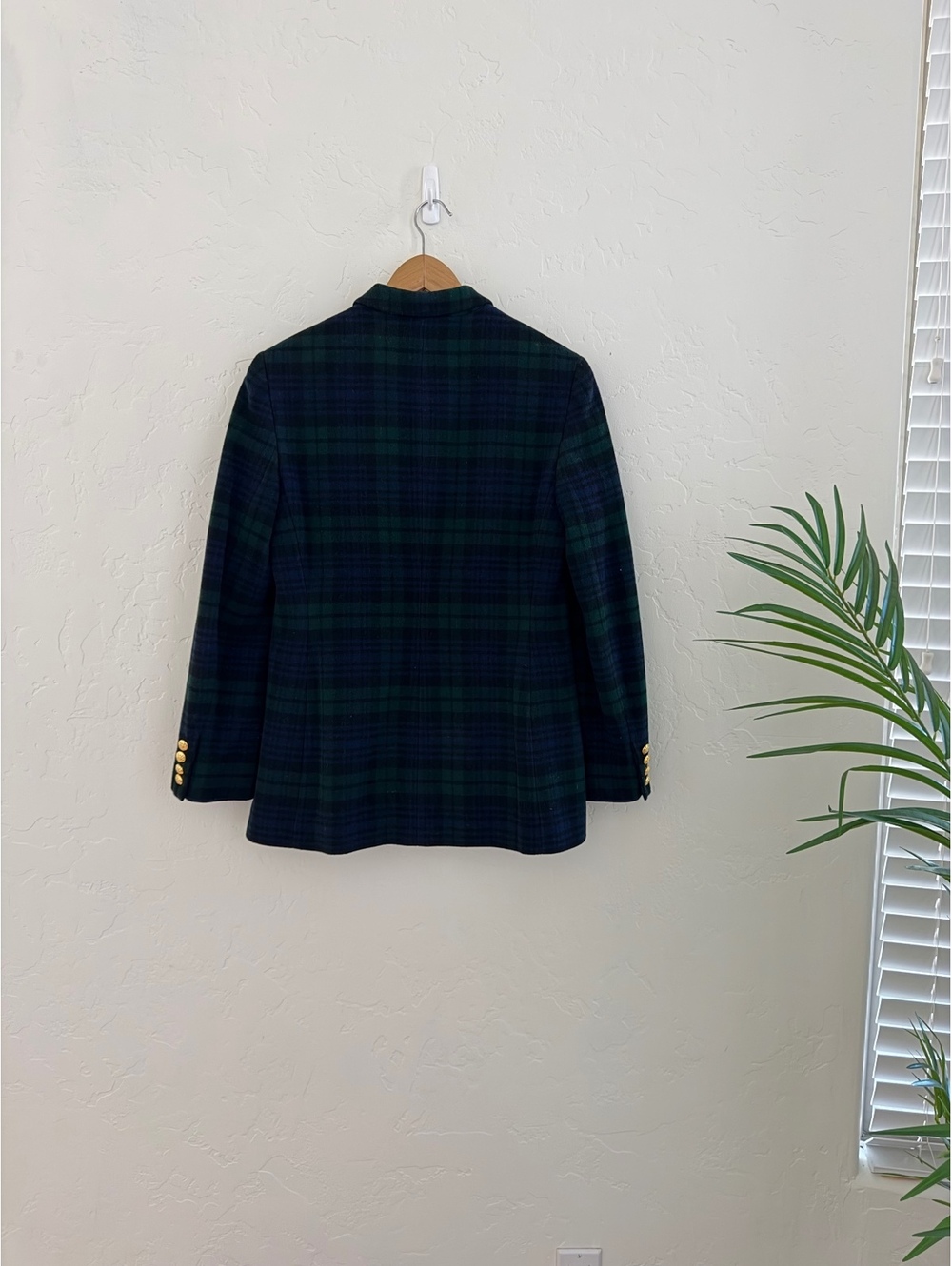 Lauren Ralph Lauren Women's Plaid Wool-Blend Twill Blazer Size 6 Green Jacket - Picture 3 of 8
